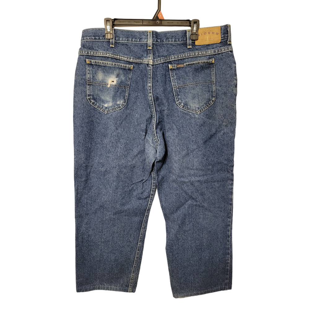 Riders Blue Denim Straight Leg High Rise Medium Wash Zip Fly Men's Jeans Size 36 - Picture 2 of 7